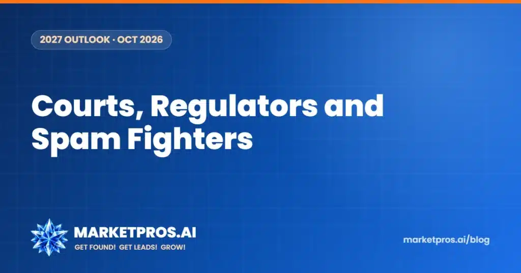 Courthouse and search bar graphic illustrating Google antitrust rulings and their impact on SEO heading into 2027